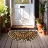 Tapete de Piso de Azulejo Floral Retrô Estilo Americano Transfronteiriço para Entrada, Resistente a Manchas e Fácil de Manter, Tapete de Entrada de Veludo Cristal Doméstico