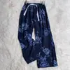 40 Algodón Seda Verano Nuevo Holgado Talla Grande Playa Pantalones de Pierna Ancha Ropa de Exterior para Mujer Pantalones de Algodón Puro Falso Algodón