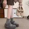 Zapatos de Algodón Peludo para Mujer Birkenstock Zapatos Mary Jane Zapatos Peludos Aumento Interno Suave 5 cm Papa Pequeña Otoño e Invierno Suelas Gruesas
