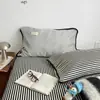 Conjunto de Três Peças Verão Fresco Listrado Misto Macio Fosco Estilo Blogueira Ins, Tapete Dobrável Lavável à Máquina, Tapete para Ar Condicionado