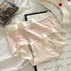 Roupa Íntima de Seda Gelada ao Ar para Mulheres, Forro Antibacteriano 100% Algodão, Calcinha Seamless de Cintura Média, Tamanho Grande, Shorts Triângulo Finos, Respirável