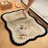 Tapete de Chão para Banheiro de Lama de Diatomáceas Desenho Animado, Absorvente de Água, Secagem Rápida, Tapete para Pés Antiderrapante para Entrada de Banheiro, Carpete de Banheiro Doméstico