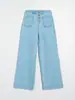 Pantalones vaqueros casuales de pierna ancha, estilo europeo y americano, de doble bolsillo, a la moda, para mujer, sin elasticidad, disponibles en stock desde la fábrica de origen