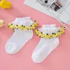 Calcetines para Niñas, Estilo Delgado de Verano, Calcetines de Encaje Floral de Princesa, Calcetines Cortos Transpirables de Malla para Niños, Calcetines de Algodón de Verano para Bebé