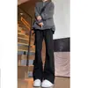 Jeans de Invierno para Hombre Acampanados Estilo Americano Negros Rectos Casuales Pantalones Acampanados