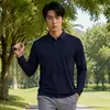 Camisa polo masculina casual esportiva manga longa camiseta Sorona negócios trajeto lapela masculina respirável top polo