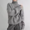 Suéter de Gola Alta Europeu e Americano Transfronteiriço para Mulheres Outono e Inverno 2026 Pulôver de Tricô Versátil Solto Estilo Preguiçoso Camisa Base para Roupas de Exterior Mulheres