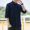 Camisa branca de manga longa em tecido Oxford para homens, estilo primavera e outono, resistente a rugas, espessada, camisa casual preta, top de outer wear de outono