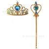 En stock Diadema de Princesa Corona de Frozen Varita Mágica Corona de Corona de Diamantes Electrochapados para Niños Traje de Cetro