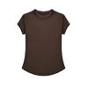 Camiseta de manga corta estilo americano, color liso, cuello redondo pequeño, ajustada, elástica, estilo Spice Girl, para mujer, verano 2024, nueva camiseta básica tipo jersey.