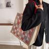 Bolso escolar casual de lino de alta gama de gran capacidad para mujer, bolso de hombro tipo tote de moda, bolso de compras portátil estilo coreano