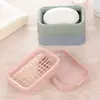 Caja de Jabón de Doble Capa a Cuadros Baño Rejillas de Drenaje para Baño Caja de Jabón de Plástico Caja de Jabón Portátil para Viaje