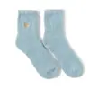 Meias de Meia-Panturrilha Bordadas com Fio Dourado em Formato de Coração, Não Soltam Fiapos, Meias Quentes para Casa, Meias de Inverno para Dormir Femininas, Fábrica de Meias de Fleece Coral