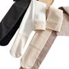 Medias hasta la rodilla estilo japonés blancas con forro polar para niños, medias altas de algodón gruesas y cálidas grises para el muslo, de tubo alto para otoño e invierno