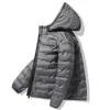 Jaqueta de Penas Camel HJCAMEL Masculina e Feminina Leve Outono e Inverno Quente Com Capuz Penas de Pato Casaco Feminino À Prova de Vento Inverno