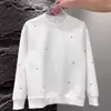Moletom versátil de caimento solto, novo estilo outono/inverno, design masculino de gola redonda com bordado de coração, top de manga comprida simples, moderno, fashion e casual