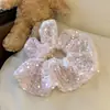 Caperucita Roja Mismo Estilo Atmósfera Anillo para el Cabello Estilo Coreano Industria Pesada Lentejuela Anillo Intestinal Grande Accesorios para Cola de Caballo Flor para el Cabello Diadema