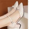 Sandalias de Verano de Cuero Genuino de Alta Gama para Mujer, Sandalias de Tacón Alto de Punta Abierta para Mujer, Nuevo Estilo 2025, de Tacón Medio, de Tacón Grueso, Zapatos Elegantes