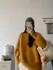 Suéter de vison de pelo longo, suéter macio e felpudo de pelo de guaxinim, novo estilo outono/inverno para mulheres, malha de caimento solto e relaxado