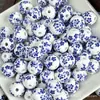 Contas de cerâmica azul e branca DIY pulseira colar feito à mão flor de cerâmica vintage contas soltas materiais para joias acessórios