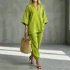2026 Moda Transfronteriza Europea y Americana Primavera/Verano Conjunto de Top Casual con Cuello en V y Manga Tres Cuartos para Mujer y Pantalones Jogger de Corte Holgado