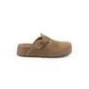 Uva mismo estilo aumento de altura cuero genuino retro Birkenstock zapatos para mujer pantuflas de punta cerrada zapatos de exterior de una sola pieza estilo casual persona perezosa pantuflas a medio pie