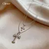 Collar con Colgante de Cruz de Circonita Super Brillante Estilo Europeo y Americano, Cadena para Clavícula de Nicho de Lujo Ligero, Joyería Minimalista Exquisita para Mujeres