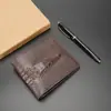 Venda Direta de Fábrica de Carteiras Masculinas para Entrega de Texto Secreto Curta Horizontal e Vertical Pressionada com Cera de Couro Carteiras com Cabeça de Crocodilo Retro Atacado