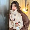 Cachecol Tricotado Presente de Natal Feminino Vermelho Floco de Neve Bambi Outono e Inverno Novo Estilo Coreano Quente Cachecol Xale Bordado