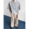 Camiseta tipo Polo Henley de peso pesado estilo americano con manga corta para hombre, de verano, hombro normal, manga corta, de alta calidad, para pareja