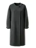 Novo casaco longo de lã dupla face feminino para outono e inverno com cachecol L2616