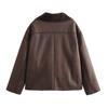 Primavera 2024 Nuevo Europeo y Americano Transfronterizo Moda Urbana para Mujer Casual Chaqueta Marrón Abrigo w107 8681