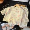 Conjunto de Roupa de Casa Infantil Fino Verão Primavera e Outono Conjunto de Duas Peças Meninas Pijama Novo Bebê Fofo Roupa para Ar Condicionado
