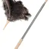  espanador de pena de avestruz retrátil de aço inoxidável, espanador de penas para limpeza doméstica, remoção eletrostática de poeira, espanar