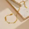 Moda Transfronteriza Nicho Lujo Ligero Versátil Chapado en Oro Simple Símbolo de Infinito Incrustado con Diamantes Cadena de Acero Inoxidable Pulsera