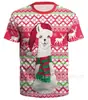 Papai Noel comércio exterior manga curta Natal novo gola redonda Europeu e Americano amantes Camiseta 3D impressão digital