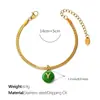 Moda Europea y Americana Colorido Colgante Redondo con 26 Letras Inglesas, Pulsera de Cadena Hueso de Serpiente Plana, Joyería de Nicho Chapada en Oro de 18 Quilates