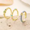 Anel de Cor Esmalte Fritillaria Branco Super Design de Nicho Feminino Anel Ajustável para Dedo Indicador Anel de Luxo Leve Alto Nível