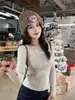 Camisa base de encaje con cuello gris para mujer, se puede usar sola o como capa interior para suéteres, nuevo estilo de otoño, top de punto absolutamente hermoso, negro