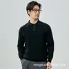 Suéter de cachemira pura para hombre, jersey casual versátil de otoño e invierno con cuello de polo, manga larga, tejido y cálido