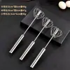 Batidor de Huevos Acero Inoxidable Espesado Mezclador Batidor de Huevos Semiautomático Batidor Manual de Huevos Herramienta Útil para Hornear