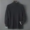 Suéter de Lana Pura Nuevo Otoño/Invierno Baicai Rong para Hombre de Cuello Semi Alto Tejido de Punto Holgado Sencillo Cálido Tejido Base