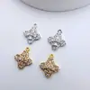 Colgante Flor Estrella de Cobre Chapado en Oro con Circonita Materiales para Manualidades DIY Accesorios Pulsera Collar Pendiente Joyería Colgante
