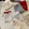 Pantaletas Jacquard Color Crema de Algodón Puro para Mujer, Longitud Extendida, Refuerzo de Algodón Puro Antibacteriano, Adorno de Encaje Dulce, Braguitas de Lunares para Niña