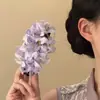 "Flores Cobertas pelo Orvalho da Manhã" Grampo de Cabelo Flor Roxa Super Fada Adorno de Cabeça Criador de Atmosfera Novo Estilo Chinês Acessório de Cabelo para a Parte de Trás da Cabeça para Mulheres
