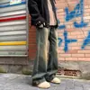 Jeans retro de corte asimétrico para hombre, nuevo estilo moderno, estilo versátil de calle, casual americano, pantalones cómodos de corte ajustado, transfronterizo
