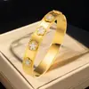 Pulseira de Aço Titânio para Mulheres, Pulseira de Casal com Zircônia de Alta Qualidade, Anel Liso de Luxo Leve com Cravação de Diamante, Nova Pulseira Versátil