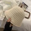 Sombrero de Pescador de Felpa Gris con Lazo Estilo Japonés para Mujer, Cálido Versátil para Otoño e Invierno, Sombrero de Cubo Tejido para Adelgazar la Cara