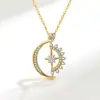 Collar de Plata de Ley S925 Corazón de Sol y Luna para Mujer Venta Caliente Transfronteriza Colgante Giratorio Lujo Ligero Cadena de Clavícula de Alta Gama