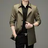 Nova Jaqueta Masculina de Meio Comprimento com Gola de Terno, Botão Único, Moda Business Casual